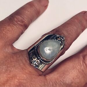 Moonstone Stamped 925 Sterling Silver Ring